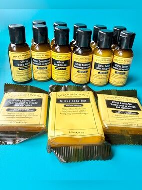 Pharmacopia Travel Set: 14 Pieces: Shampoo, Conditioner, Body Wash, Lotion, Soap